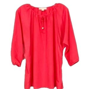 ❣️Michael Kors NWOT 3/4 sleeves Coral-Orange red color,tassel Blouse top